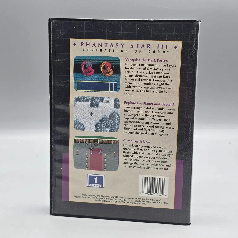 Phantasy Star III Generations of Doom Sega Genesis RPG Game with Case